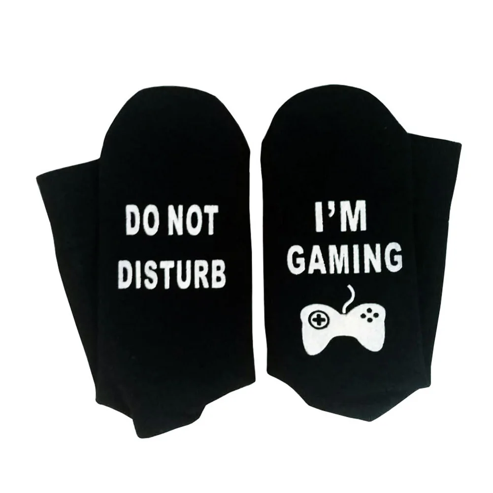 

Unisex Novelty Socks Do Not Disturb I Am Gaming Funny Letter Printed Socks MU8669