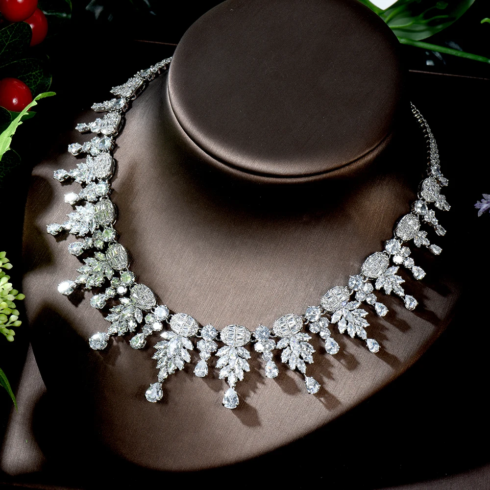 HIBRIDE Vintage Water Drop Design Bridal Necklace and Earrings Set African Jewelry Set Nigerian Wedding bijoux dubai N-238 - Image 5