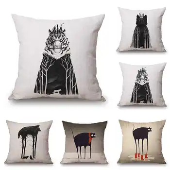 

Animal Art Square Pillow Case Cotton Linen Cushion Case Office Home House Sofa Chair Decor