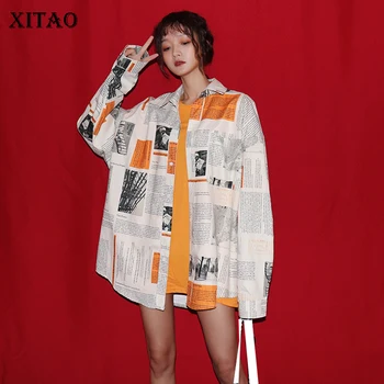 

XITAO Print Pattern Vintage Shirt Fashion New 2020 Spring Elegant Small Fresh Full Sleeve Letter Goddess Fan Blouse DMY3048