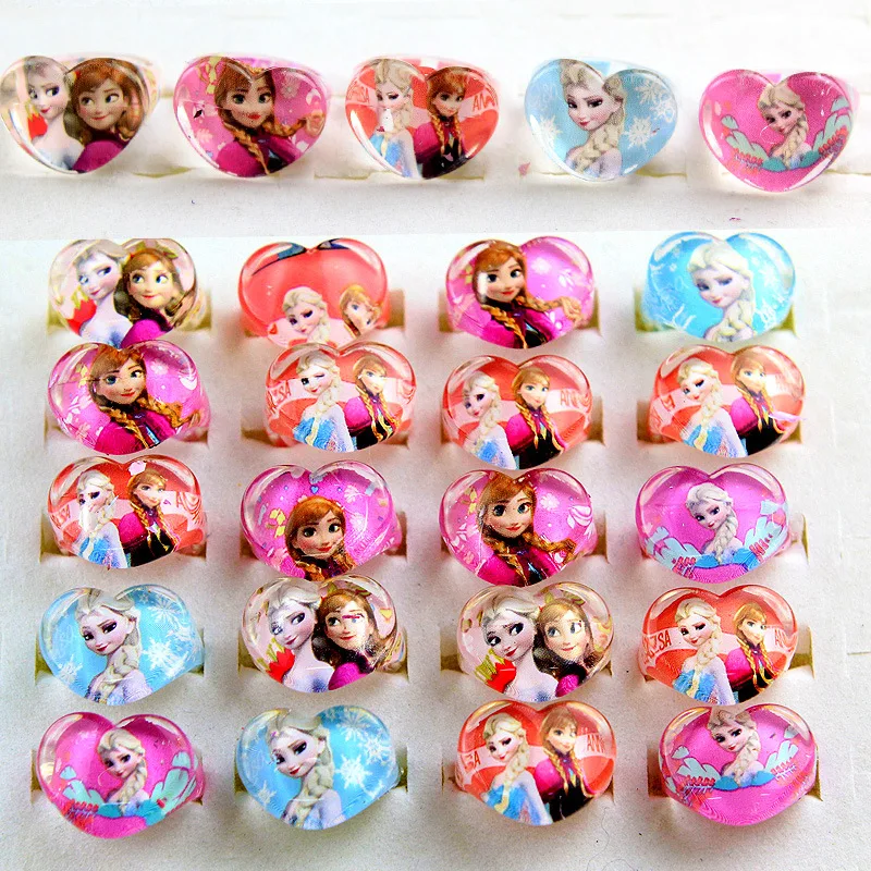 12 unids/lote congelados Elsa Anna cumpleaños partido favores anillos de cristal de acrílico niños anillos dedos chicas bebé regalos de decoración suministros