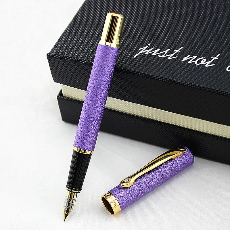 Роскошная металлическая перьевая ручка с золотым бриллиантом, 0,5 мм, хороший подарок, чернильная ручка для друзей, офиса и школы