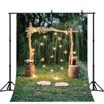 

Lyavshi Garland Gate Lights outdoor Wedding Scene Photography Backgrounds Photographic Backdrops For Photo Studio