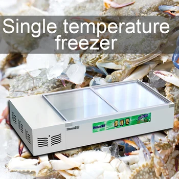 Cheap 1200W Commercial Horizontal Freezer Seafood Meat Refrigerated Display Cabinet Large Capacity Straight Cold Storage Cabinet