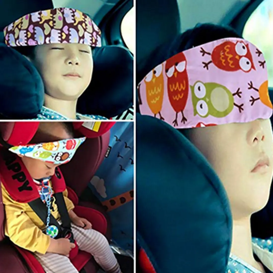 Practical Safety Car Seat Sleep Nap Aid Kids Head Support Holder Belt Owl Head Band