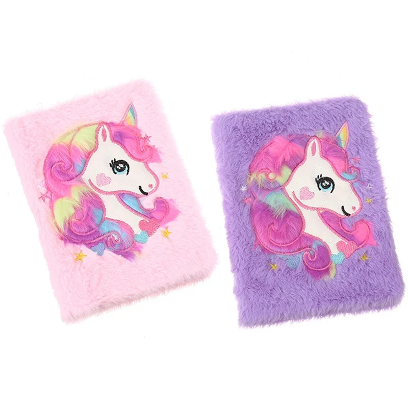 

1Pcs Cartoon Colorful Unicorn Plush Notebooks Portable Diary Planner Notepad Escolar Papelaria Stationery