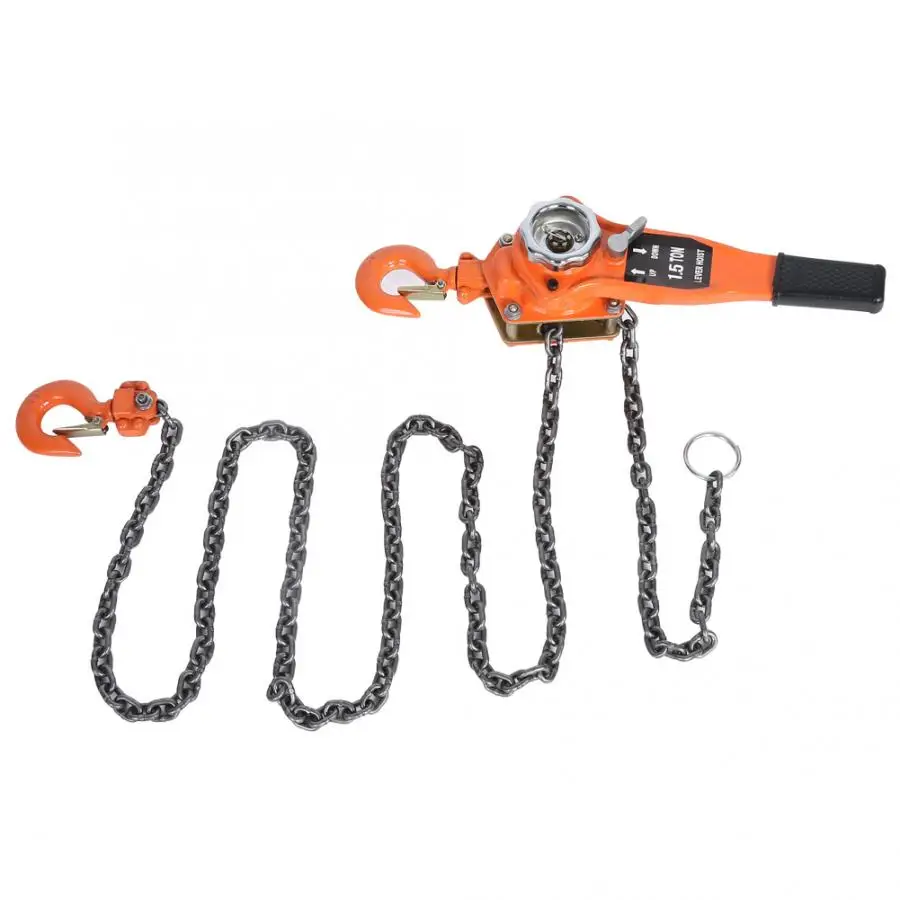  1 Set Alloy Steel 1.5Ton 10ft Lever Chain Hoist Ratchet Puller Lifting Equipment Lever Chain Puller
