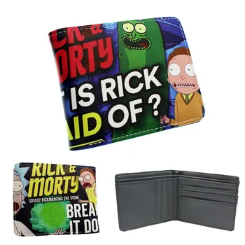 

Cartoon Rick and Morty PU Wallet Pickle Rick Leather Boys Girls zip Coin Pocket Short Photo Card Holder Layers Print Purse Gift