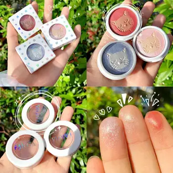 

Cat Sandwich Double Color Eyeshadow Dish Mashed Potato Earth Color Novice Beginner Pearlescent Stereo Eyeshadow Small and Portab
