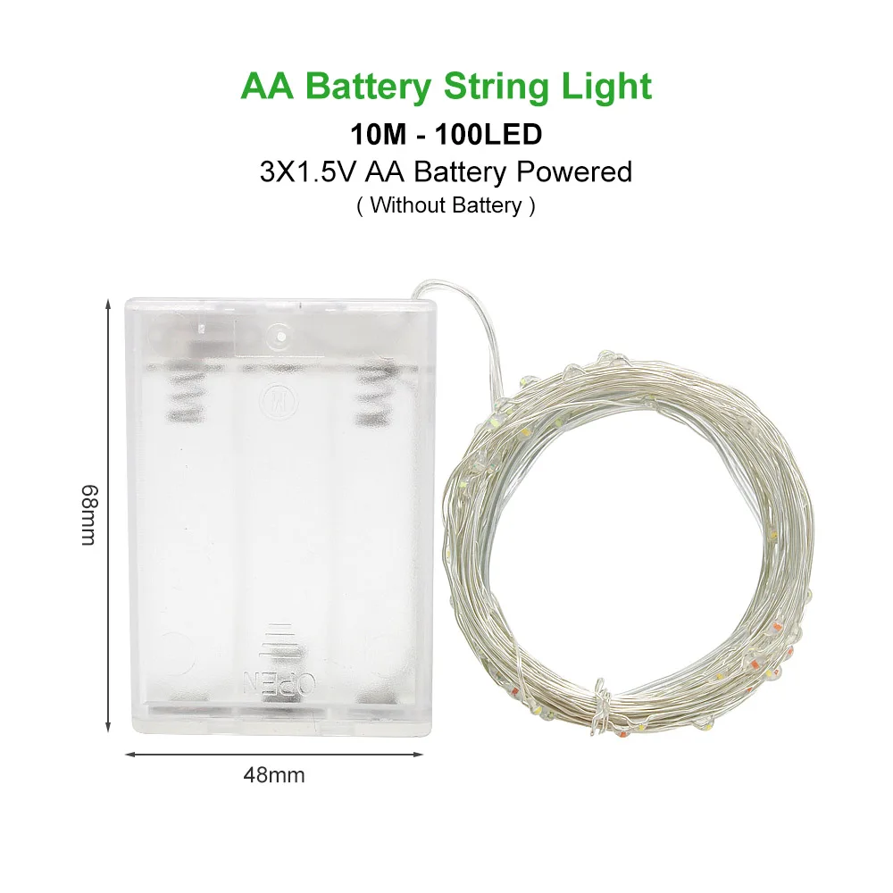 Светодиодный светильник-гирлянда s 2 м 5 м 10 м водонепроницаемый Сказочный светильник с батареей АА 20 50 100 светодиодный s для рождественской вечеринки светильник ing