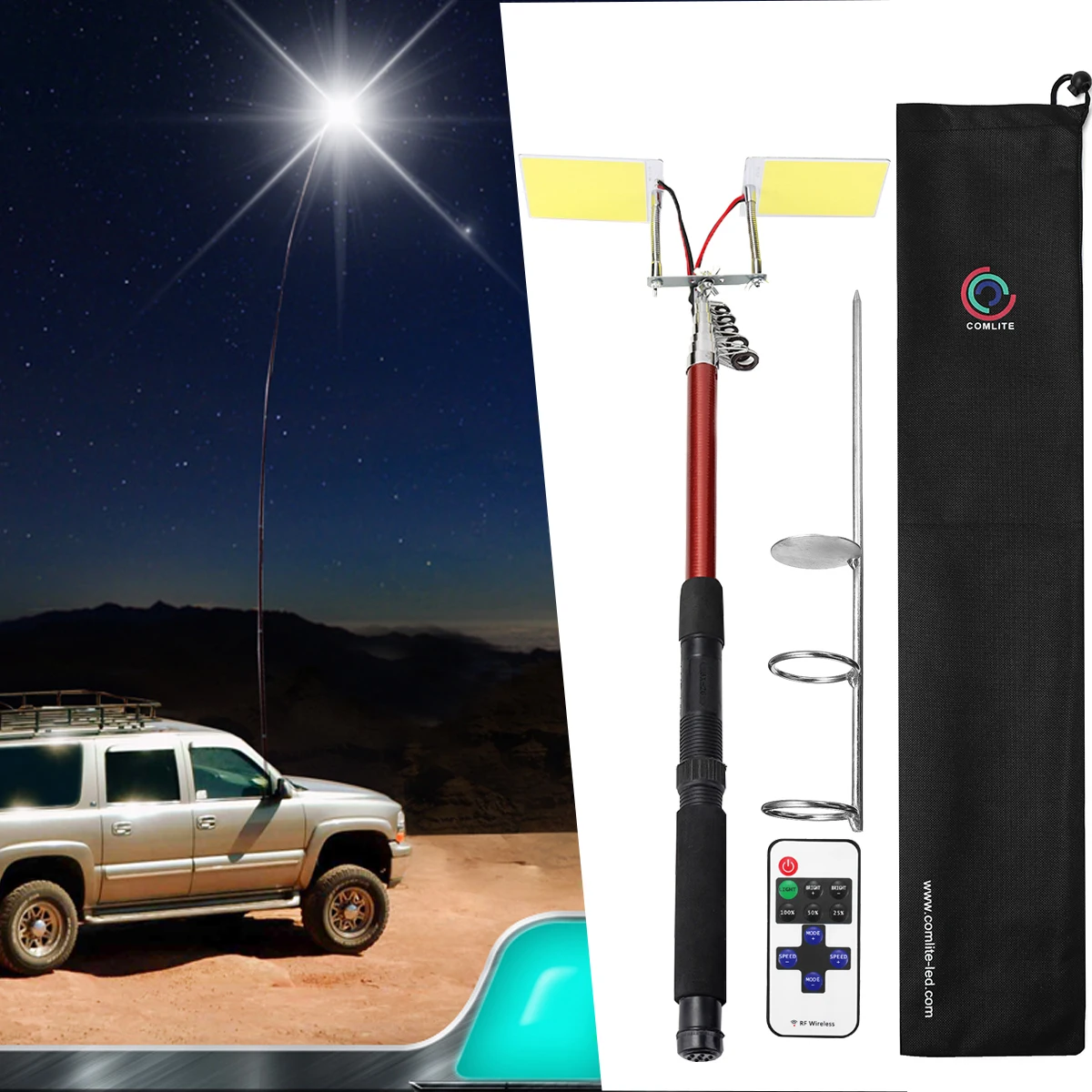 COB 12V LED Telescopic Fishing Rod Camping LIghts 48W 96W LED Road Trip  Street Lighting - AliExpress