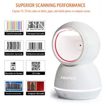 HBAPOS – Scanner de codes à barres 1D 2D, lecteur de codes QR pour billetterie de téléphone, matrice de données automatique filaire USB pour supermarché et bibliothèque de détail