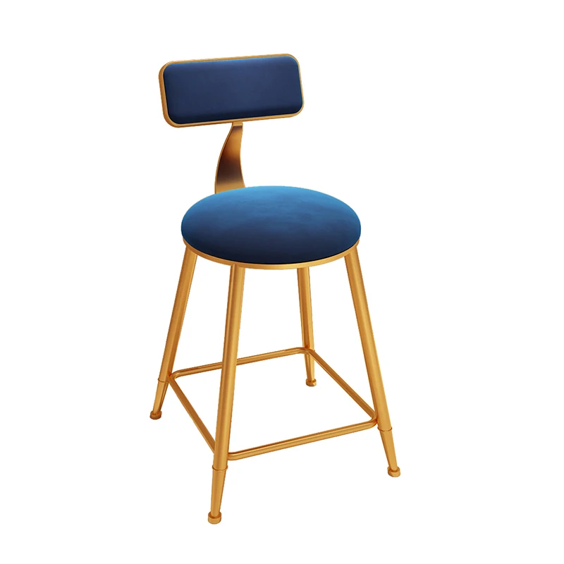 European Light Luxury Bar Chair Simple Net Red Customized Bar Stool Front Coffee Restaurant Leisure Back High Stool - Цвет: Blue 45cm