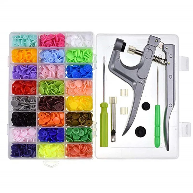 360Pcs 24 Colors Resin Buttons With Pliers Buttons For Clothes DIY Craft Needlework Fastener Snap Pliers Machine Sewing Tools  (7)