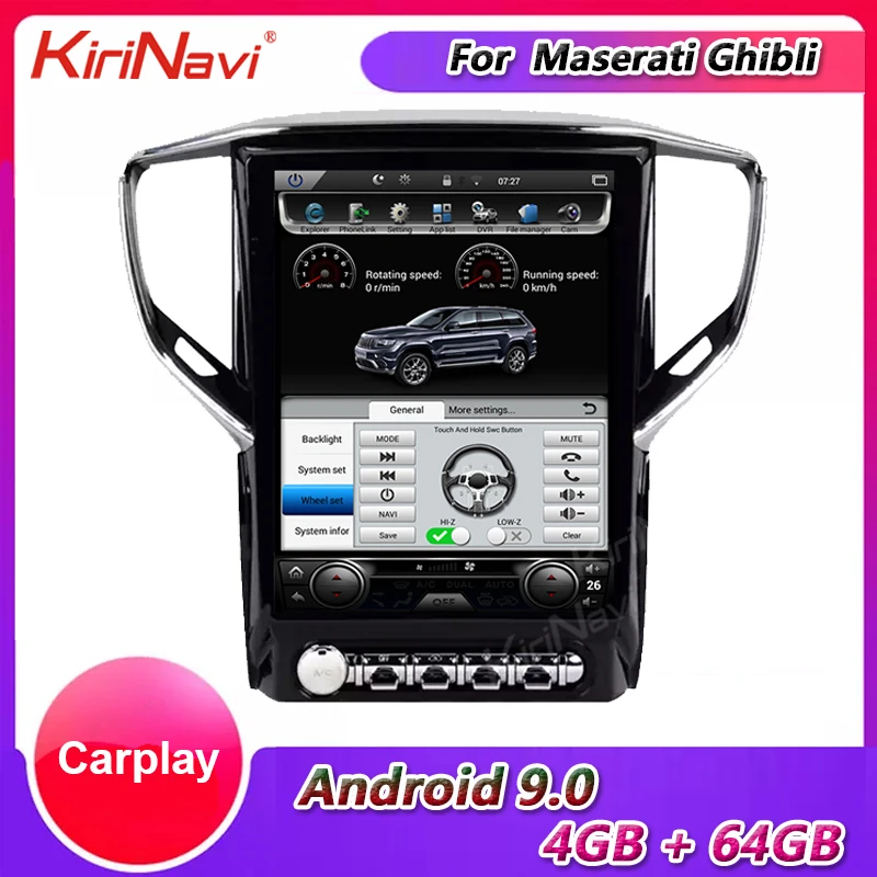 KiriNavi 12 1 &quotвертикальный экран Tesla стиль Din Android 9 0 автомобильное радио для Maserati Ghibli