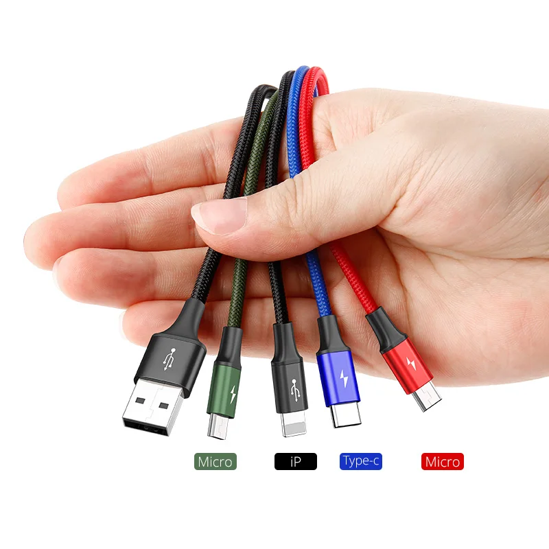 2 Micro Usb-кабель Baseus для iPhone Xs Max XR X 4 в 1 кабель для зарядки кабель micro usb USB type C для samsung S9 S10 type C кабель 3 в 1 Micro USB кабель usb кабель - Цвет: 2 Micro