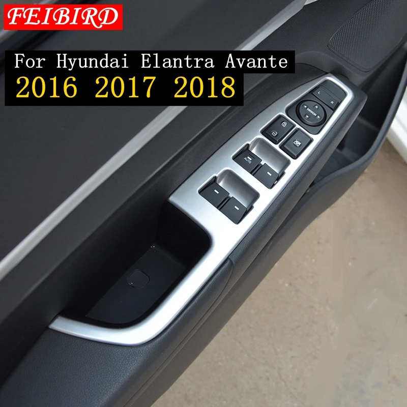 

Inner Door Armrest Window Lift Switch Button Cover Trim Handle knob Bowl Panel Frame For Hyundai Elantra Avante 2016 2017 2018