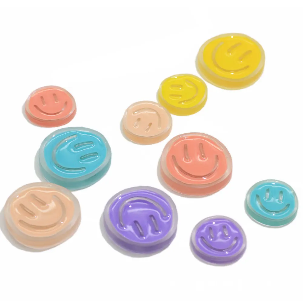 

10pcs Smiley Face Round Flatback Resin Cabochons for Phone Decoration DIY Jewelry Making Scrapbooking Craft
