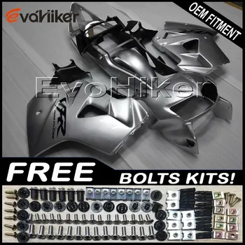 

Custom motorcycle cowl for VFR800 1998-2001 ABS fairing motorcycle panels silver+gifts