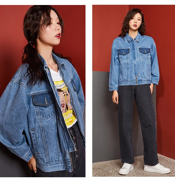 LEIJIJEANS, большой размер, женская джинсовая куртка, подходящая по цвету, с карманами, крутая джинсовая одежда, Молодежная, жизненная, новая, осенняя, джинсовая