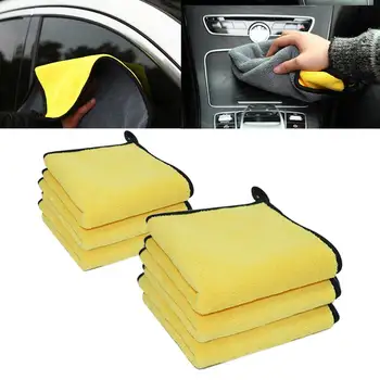 

6pcs/set Professional Soft Drying Plush Duster Ultra Thick Microfiber Towels Washing Car Cleaning Cloth Auto Detailing Polishing