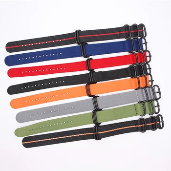 

20PCS Solid Color Nylon Strap for NATO Zulu 18MM 20MM 22MM 24MM Black Ring Buckle Bracelet Soft and Breathable Watchband