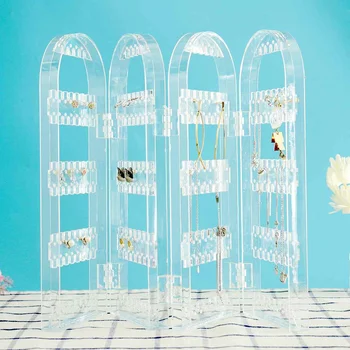 

Clear Women Earrings Ear Studs Necklace Display Rack Multifunctional Folding Screen Earring Jewelry Display Stand Holder Joyer