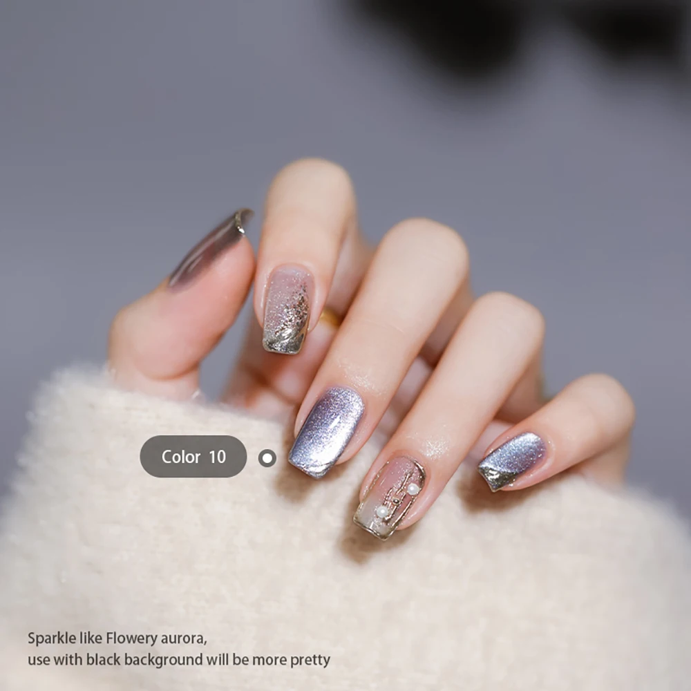 Vendeeni New Colourful Crystal Cat Eye Gel Nail Polish 9D Aurora Cat's Eye Gel Varnish Magnetic Hybrid UV Soak Off Gel Lacquer