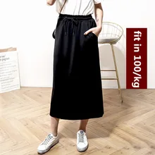 Женская весенне-осенняя эластичная Повседневная плиссированная юбка трапециевидной формы с высокой талией 5XL, вес 100 кг