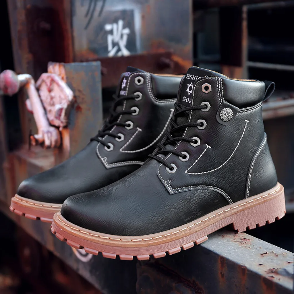 YOUYEDIAN/Мужские ботинки в байкерском стиле; водонепроницаемые мужские теплые ботинки с круглым носком; сезон осень-зима; рабочие ботинки; botines hombre;#813g35