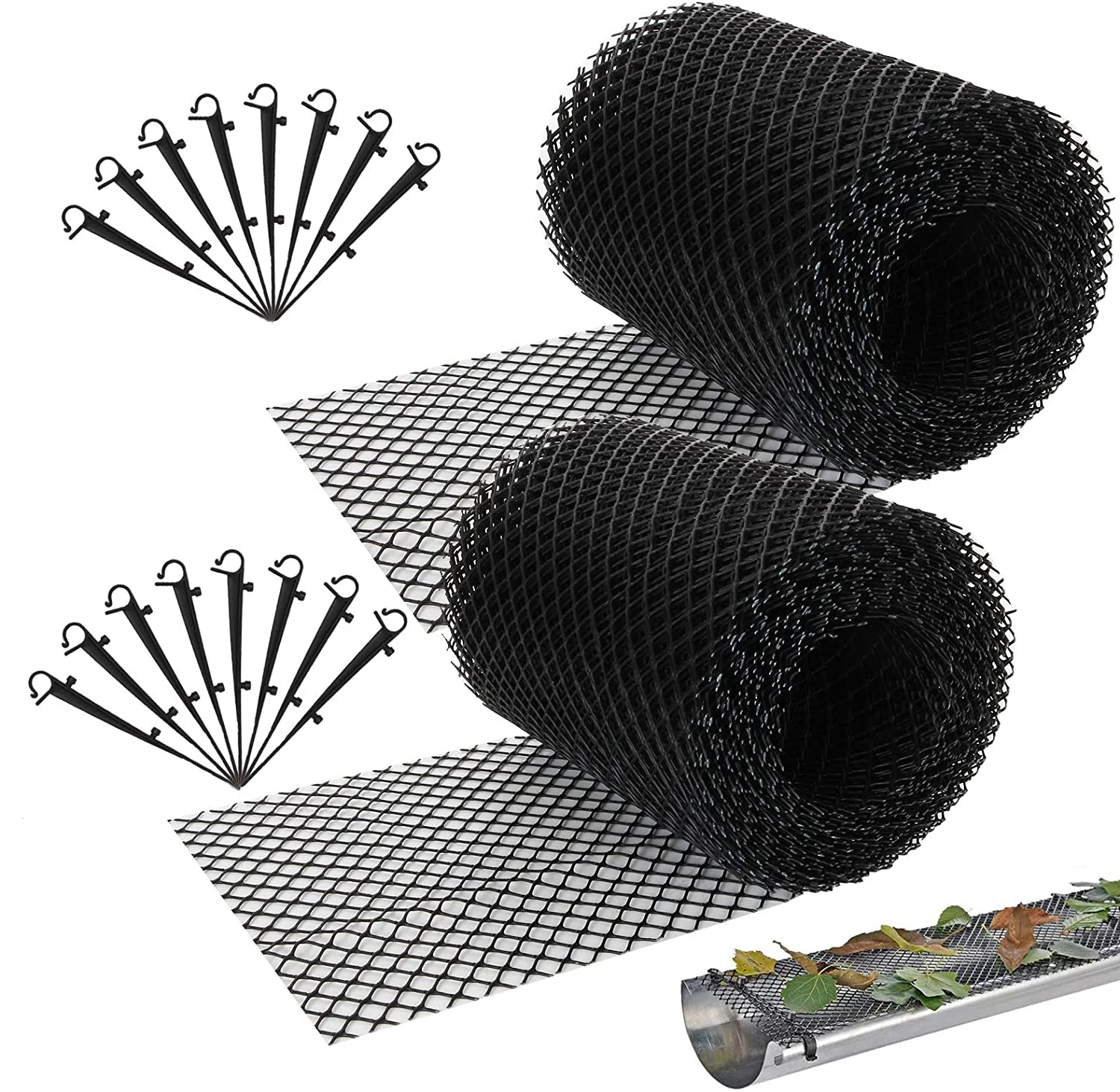 

With Stakes Stops Leaves Anti Clogging Mesh Cover Balcony Easy Install Gutter Guard Flexible Drain Reduce Overflow Cleaning Tool