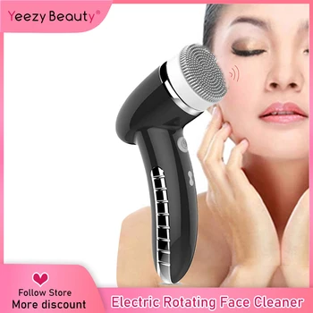 

4In1 Electric Rotating Face Cleaner Silicone Facial Cleansing Brush Sonic Vibration Face Cleaner Deep Cleaning Massage Replace