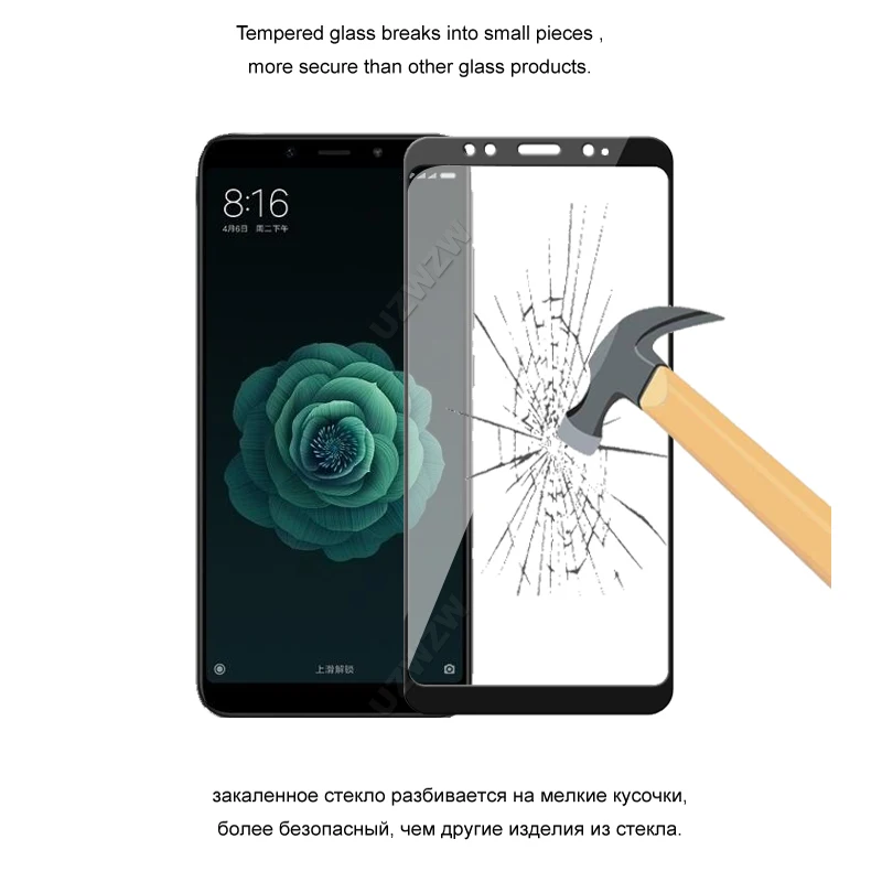 2 шт. для Xiaomi Mi A2 стекло полное покрытие закаленное Защита экрана твердость 9H