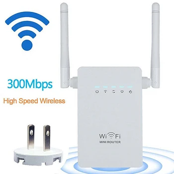 

Smart Home 300Mbps Mini Router WiFi Repeater Network Range Extender Booster N300 Wi-Fi Single Rise Dual External Antennas Plug