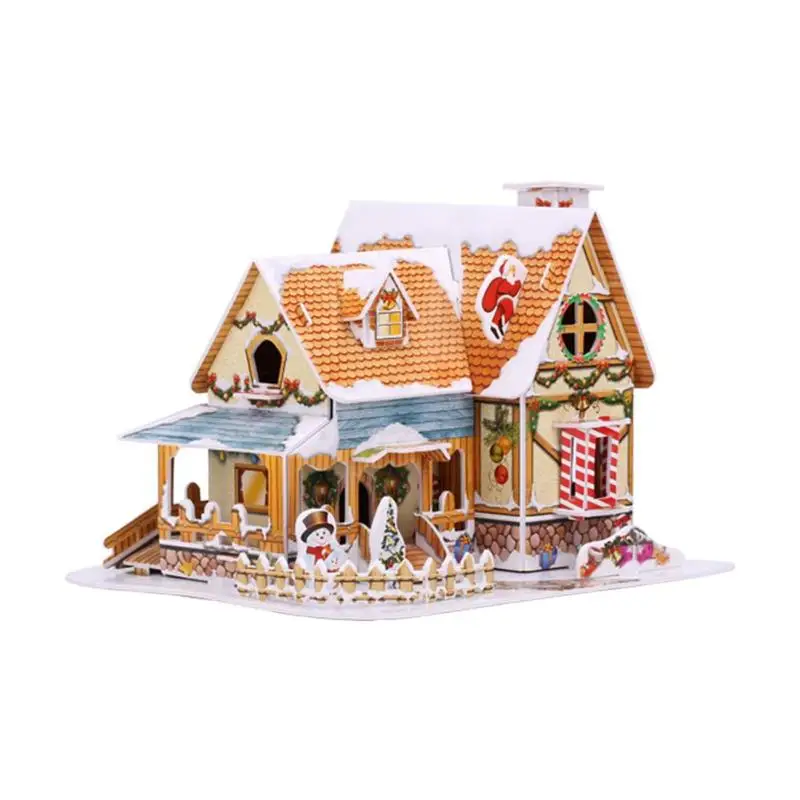 DIY Christmas Miniature House for Dolls Wooden Furniture Dolls House Without LED Light Kits XMS Gift Toys Doll Accessories