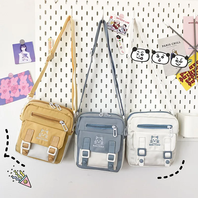 Japanese women small mobile phone bag cute cartoon cat girl student messenger bag funny personality shoulder bag