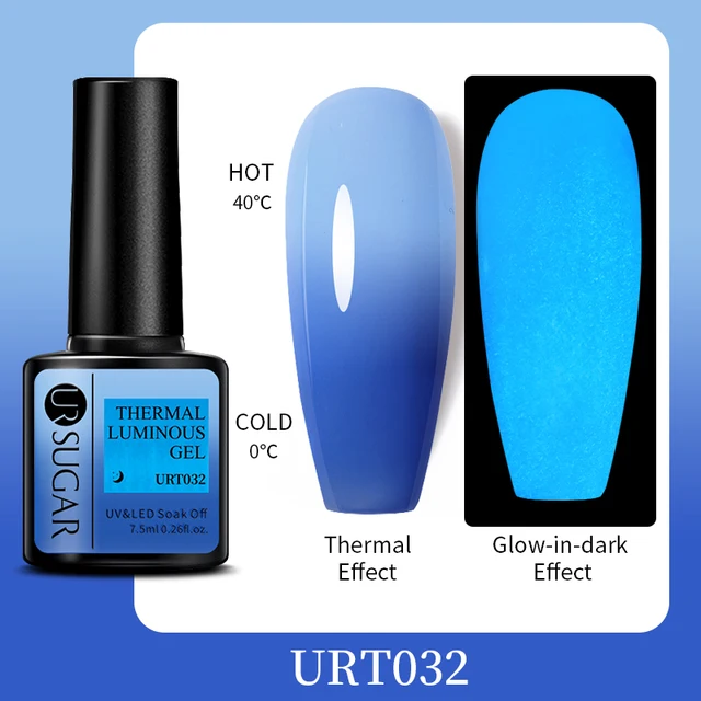 UR SUGAR 7.5ml Luminous Thermal Gel Nail Polish 2 In 1 Color Changing Glow in Dark Soak Off Manicuring UV Gel Nail Art Varnish URT032