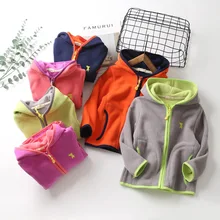 

Polar Fleece School Kids Hooded Child Coat Contrast Sanding Puppy Print Baby Girls Boys Jackets Children Outerwear 2-11 Years