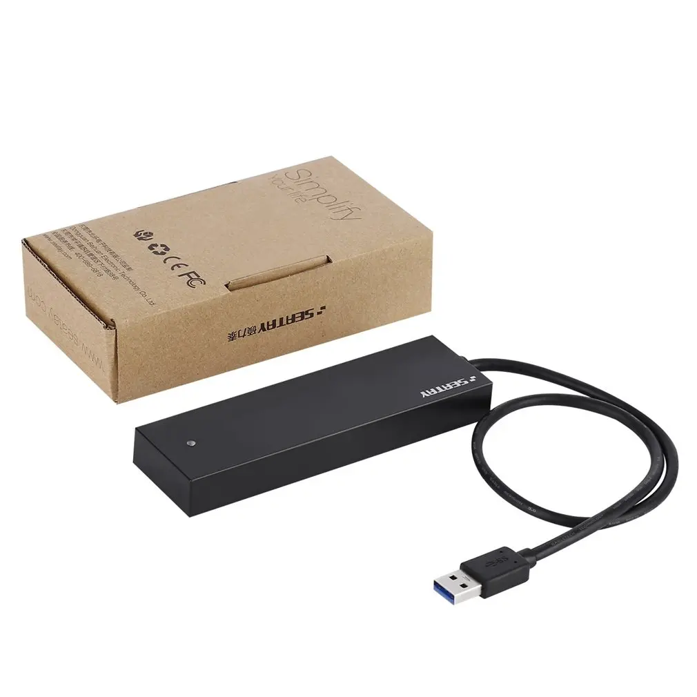 USB 3,0 концентратор Алюминий 4-Порты и разъёмы usb-хаб с 3.3ft USB 3,0 Удлинительный кабель Совместимость с ОС Windows