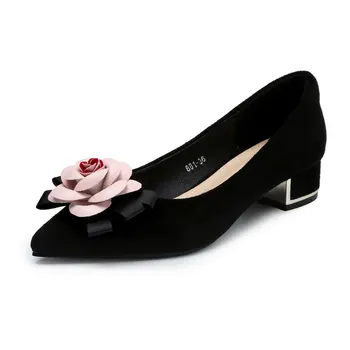 

2020 spring new camellia women shoes black professional work shoes women's high heels ladies shoes Suede black high heel shoes