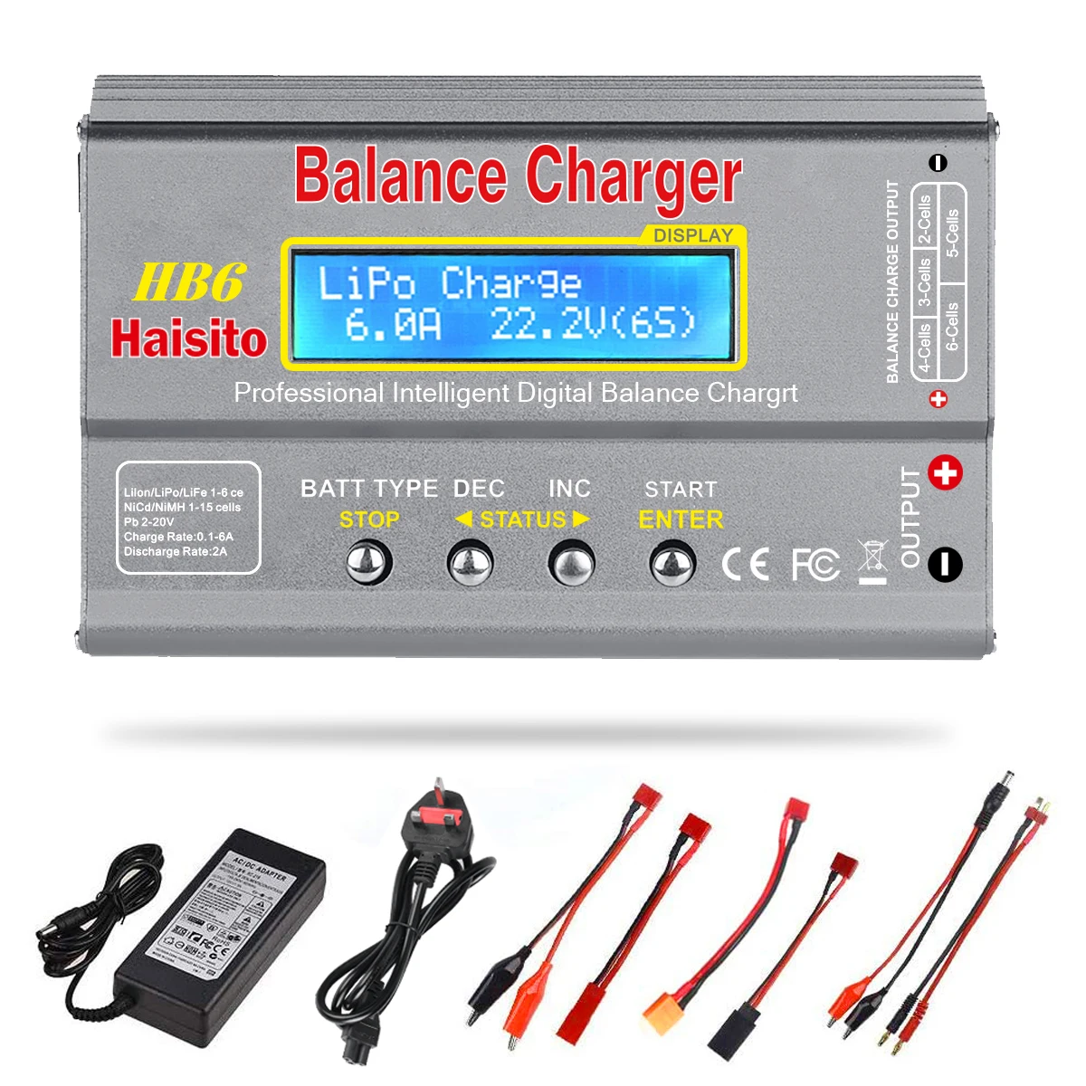 Зарядное устройство Haisito HB6 80 Вт для аккумуляторов Lipo NiMh Li-Ion Ni-Cd цифровое