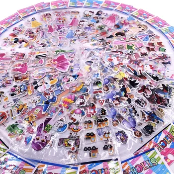 

12 Sheets 3D Cartoon Stickers Waterproof Bubble PVC DIY Sticker Princess Mickey Winnie Poster Girls Boys Kids Children Gifts DIY