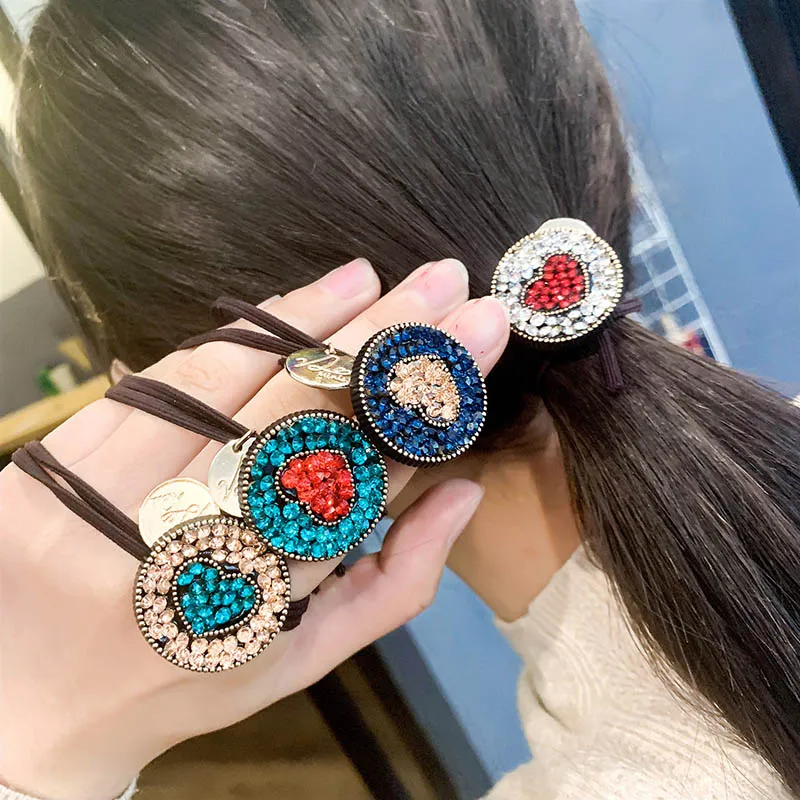 

Korea New Fashion Shinning Rhinestone Hair Tie Headdress specific character Head Band Heart Bow Women Accessories Gifts