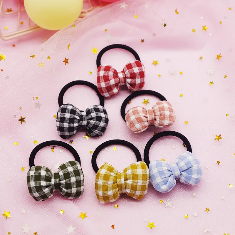 

Cute Women Girl Plaid Pattern Bowknot Design Elastic Hair Accessory Band Rope Ponytail Holder Headbands