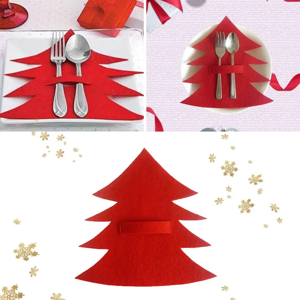

4pcs/set Christmas Knife And Fork Set Decoration Gifts Tableware Bags New Year Tableware Gift Bags Home Table Decoration