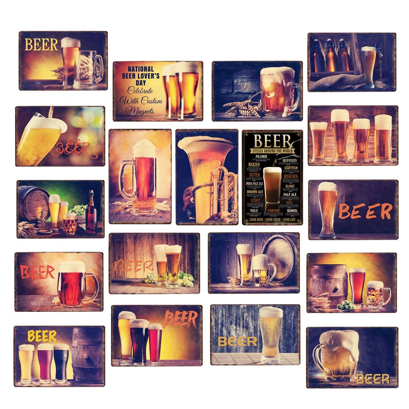 20x30cm Cold Beer Sign Pub Poster Metal Plaques Bar Wine Cellar Home Indoor Decor Retro Tin Men Room Decortion Wall Sticker | Дом и сад