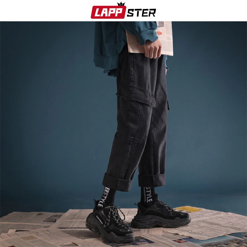LAPPSTER мужские уличные винтажные синие джинсы 2020 джинсовые брюки модные корейские