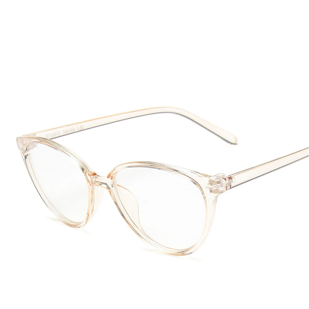 Transparent brown Модные простые женские очки оправа для очков в стиле кошачьи глаза ПК Рамка Анти-синий светильник очки ins плоские легкие зеркальные - Цвет линз: Transparent brown