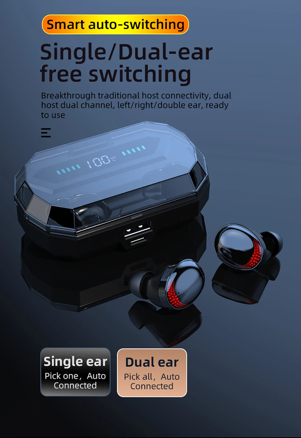 TWS отпечатков пальцев сенсорные Bluetooth наушники Беспроводная гарнитура HIFI стерео мини игровые спортивные наушники Поддержка iOS Android телефоны