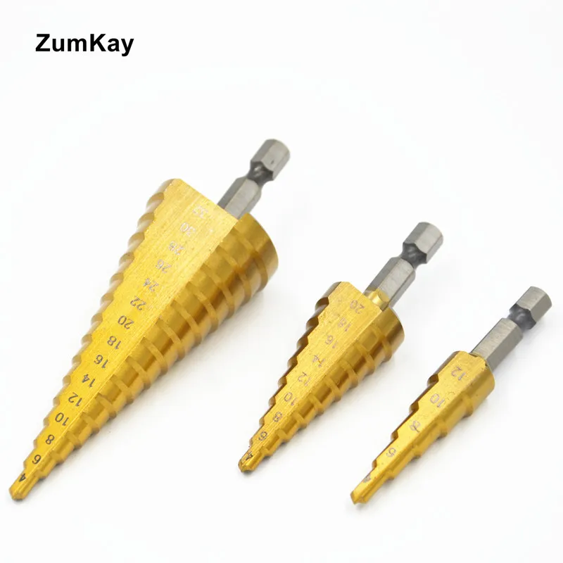 Bulk Large 3PC Straight Slot Stair Drill 4241 Step Drill 4 12 4 20 4 32